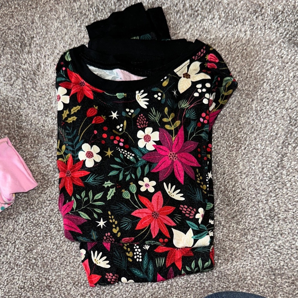 Little Sleepies Black and Multicolor Floral Pajama Set